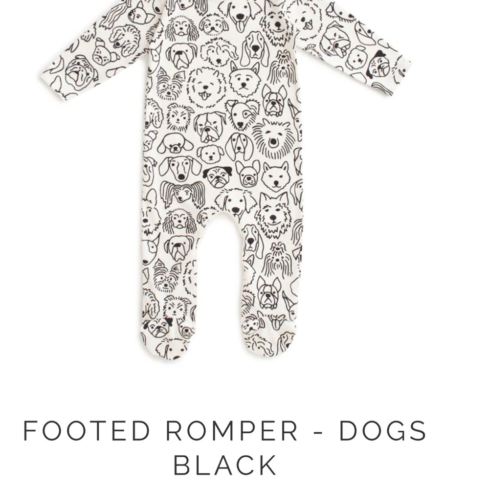 Footed Romper with Dog Print